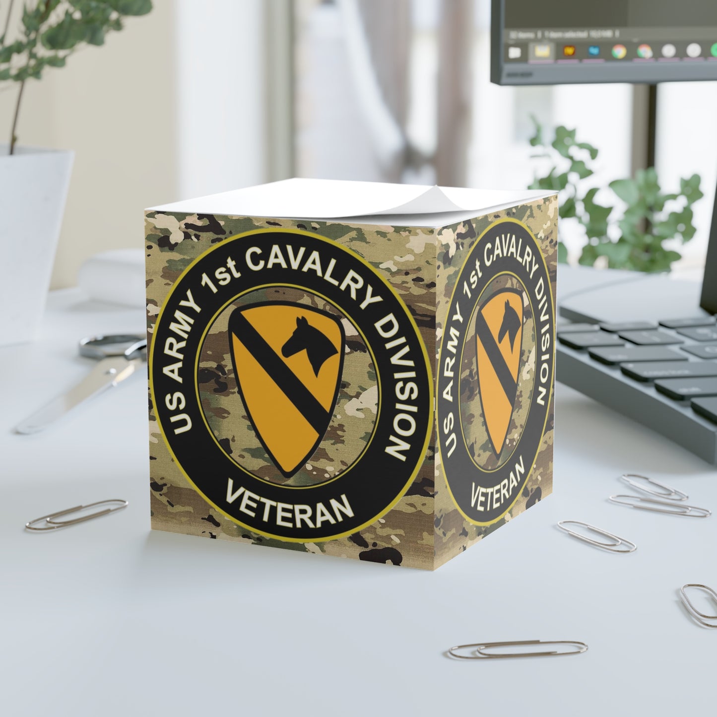 US Army 1st Cav Veteran Note Cube