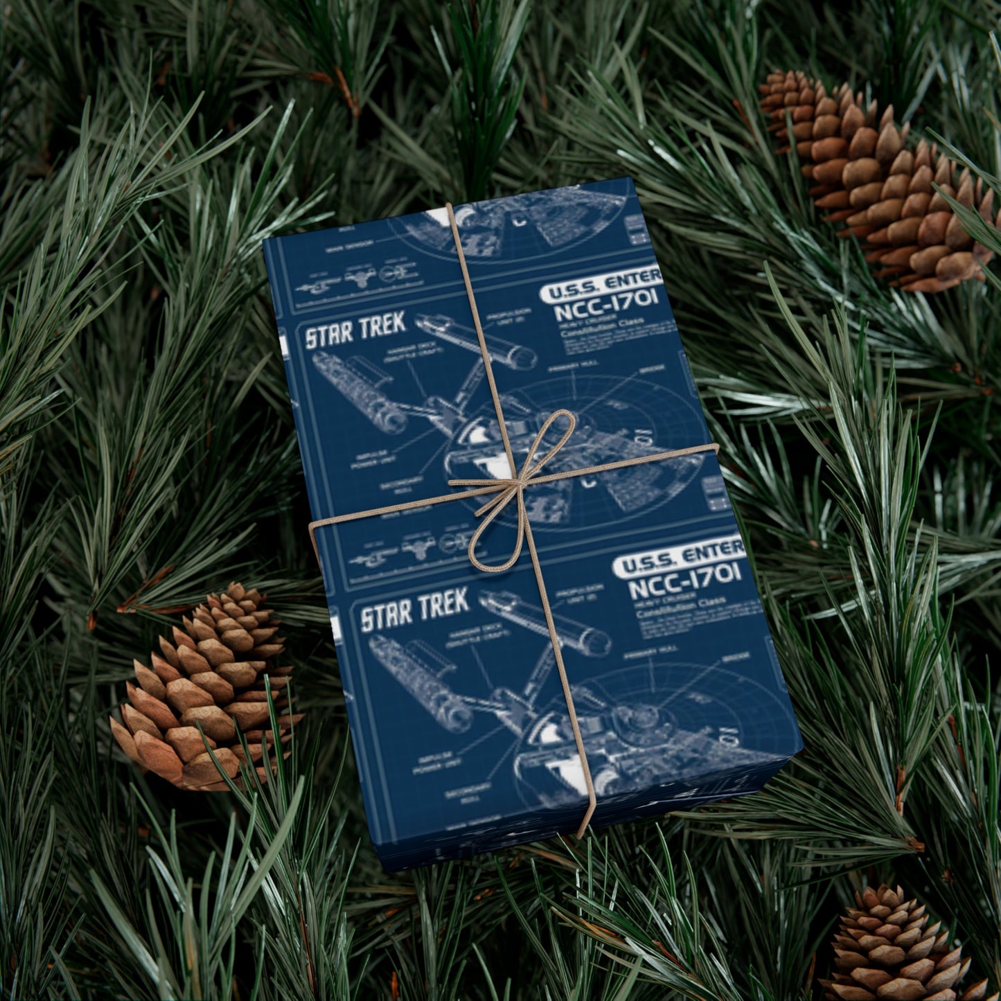 USS Enterprise Blueprint Gift Wrap Papers (Green)