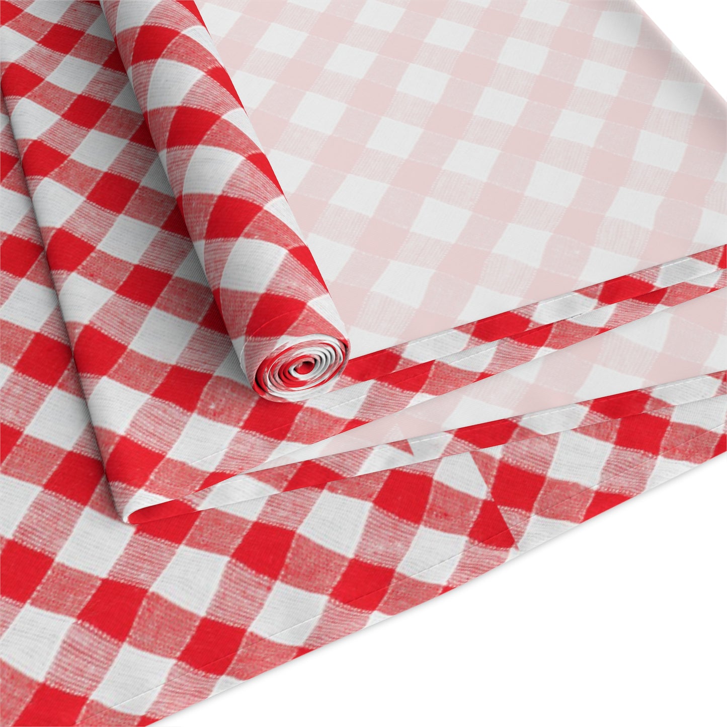Red Check Table Runner (Cotton, Poly)