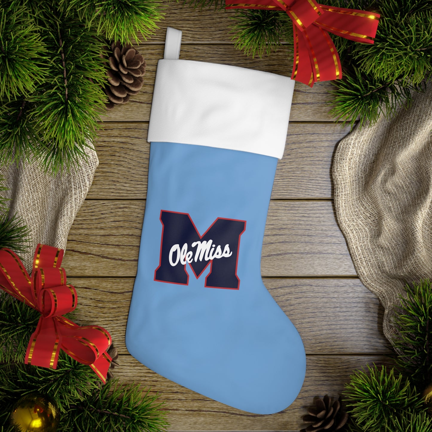 Ole Miss "M" Holiday Stocking (BLUE)
