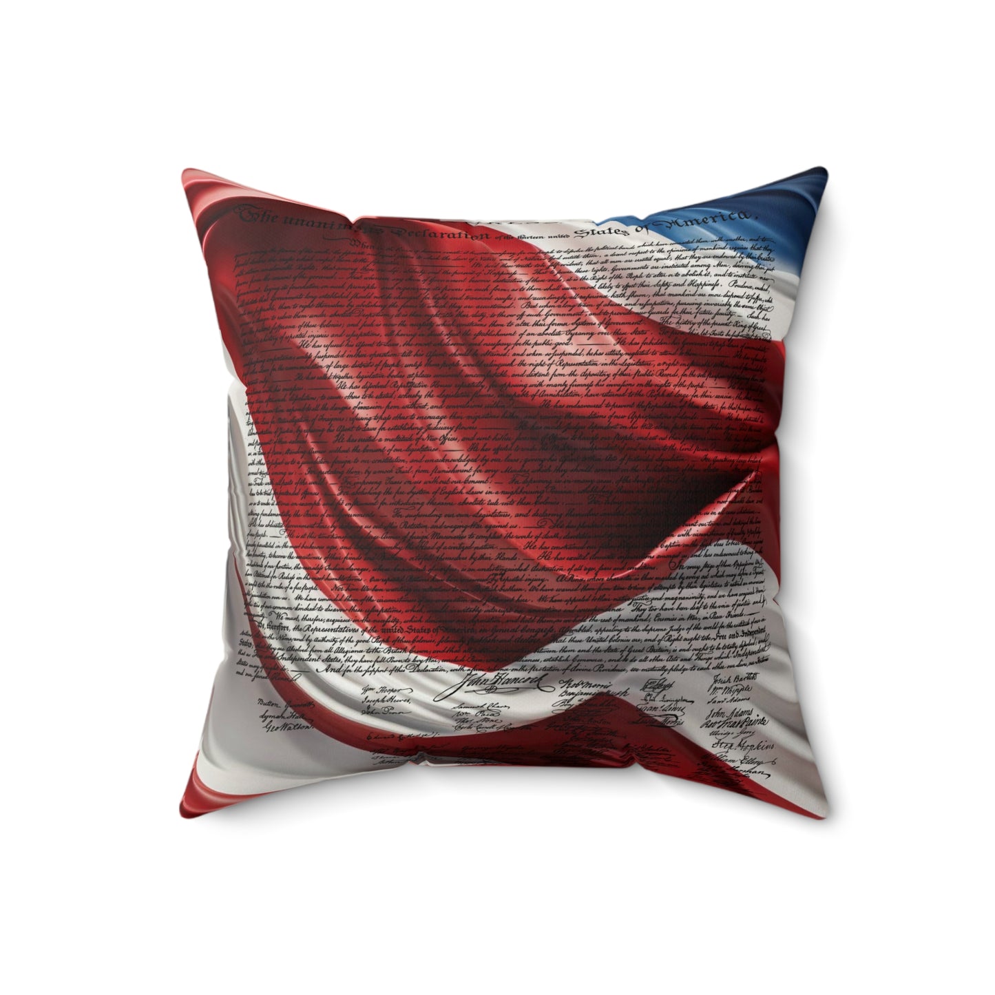 Declaration of Independence on Red White & Blue Spun Polyester Square Pillow