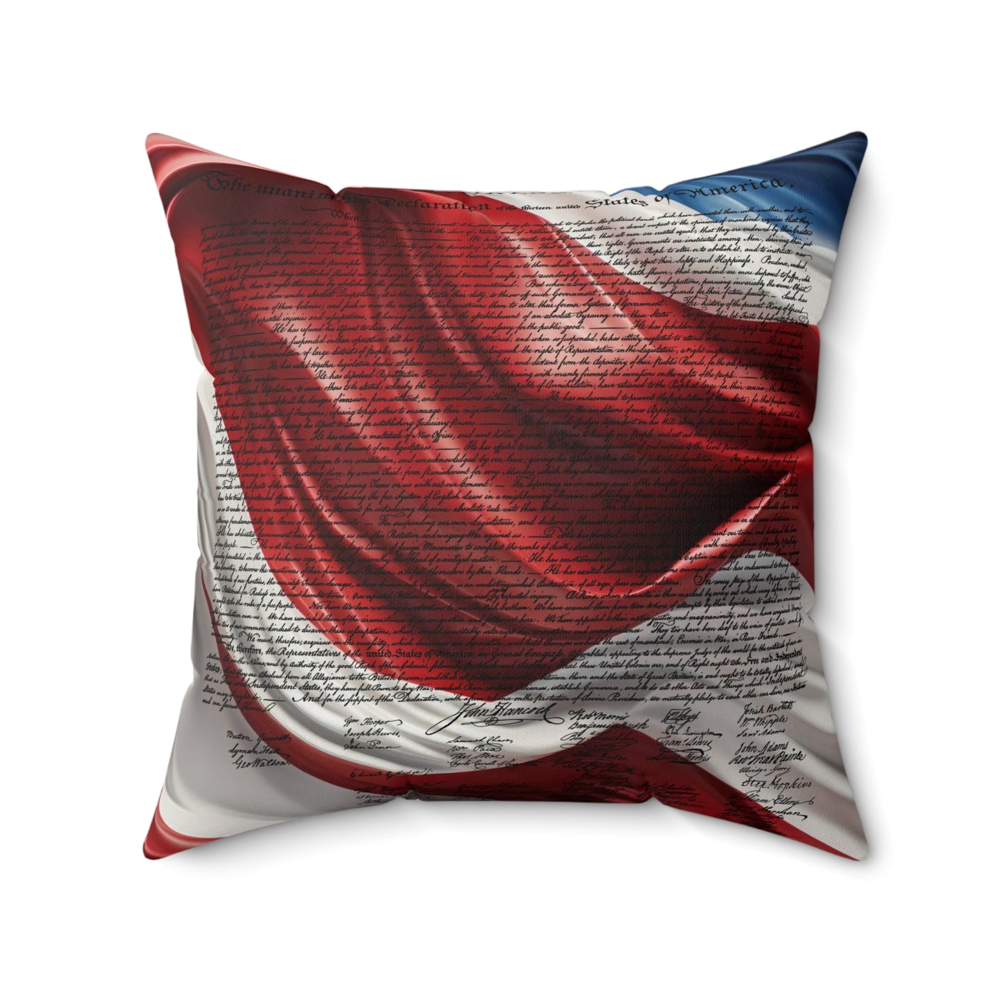 Declaration of Independence on Red White & Blue Spun Polyester Square Pillow