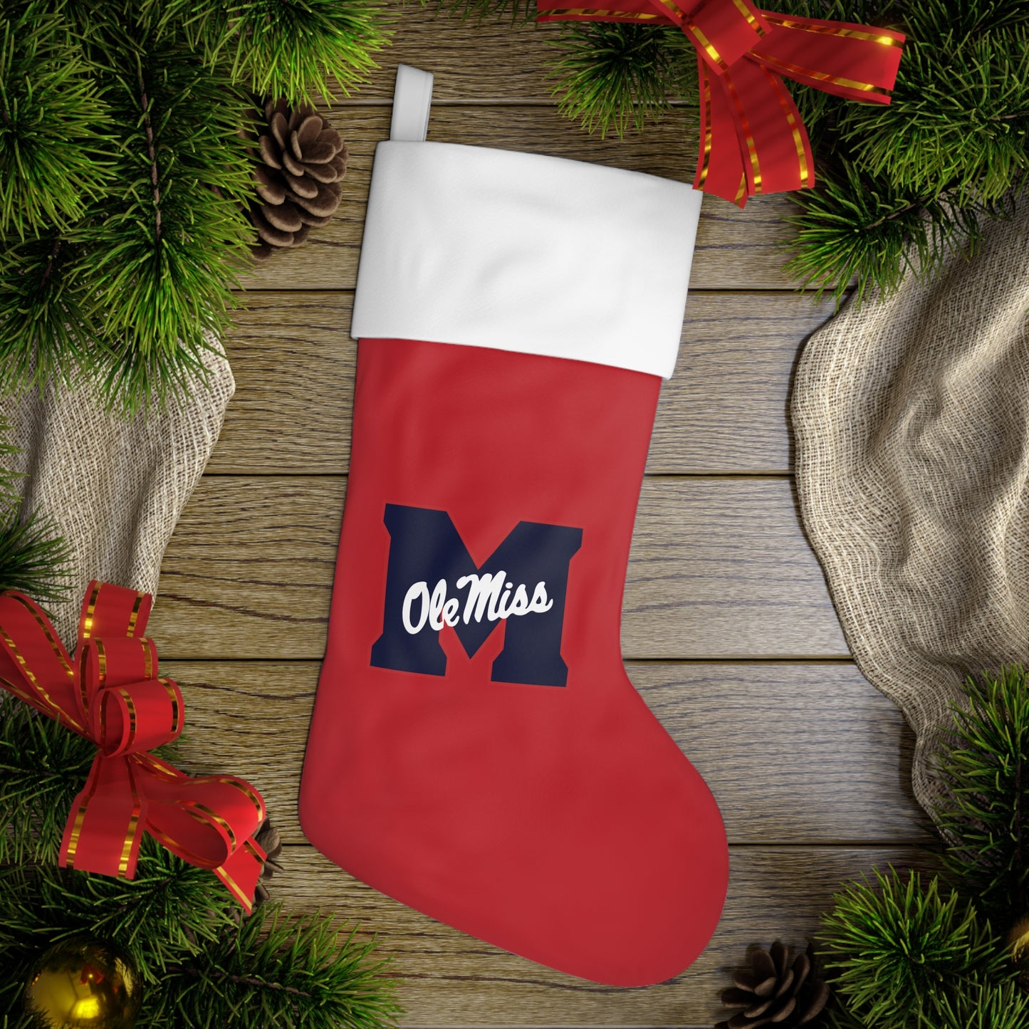 Ole Miss "M" Holiday Stocking (RED)