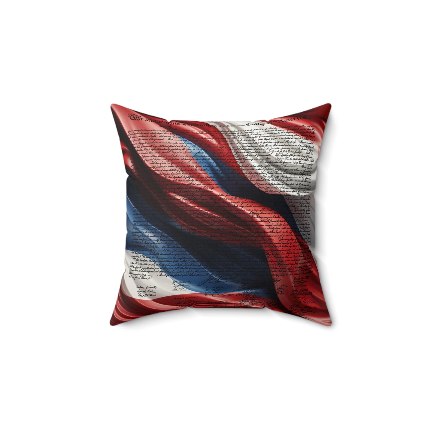 Declaration of Independence on Red White & Blue Spun Polyester Square Pillow