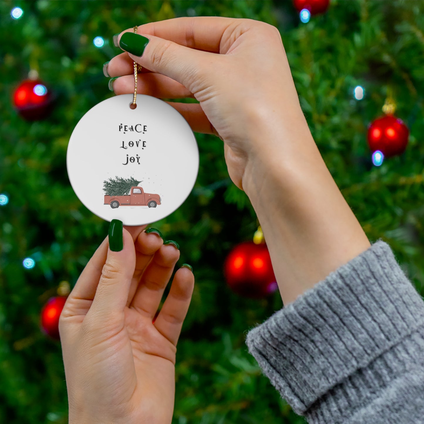 Peace Love Joy Ceramic Ornament