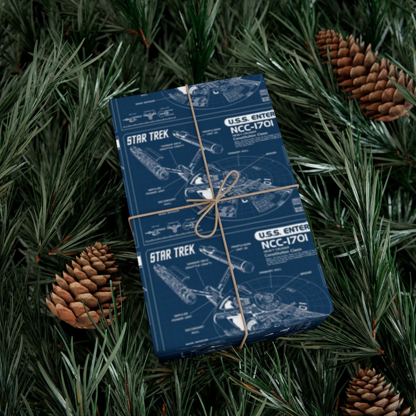 USS Enterprise Blueprint Gift Wrap Papers (Green)