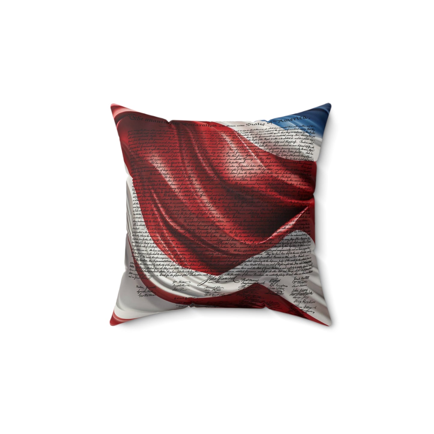 Declaration of Independence on Red White & Blue Spun Polyester Square Pillow