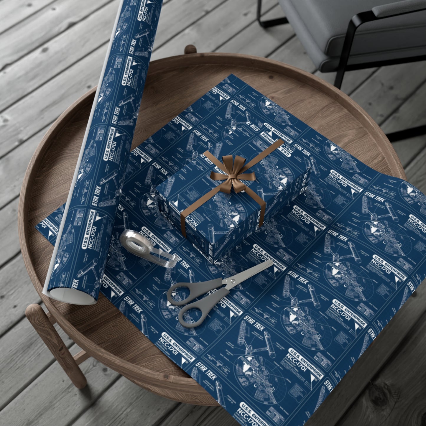 USS Enterprise Blueprint Gift Wrap Papers (Green)