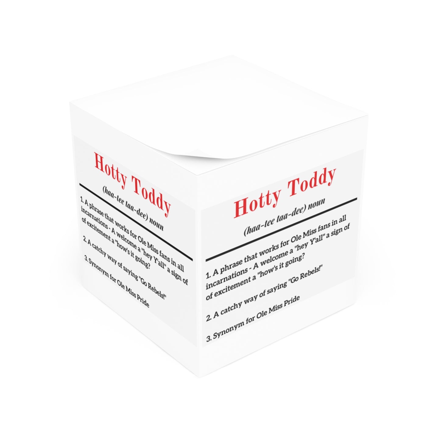 Hotty Toddy Definition Note Cube