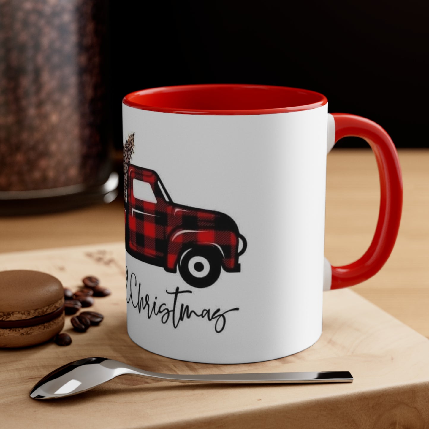 Merry Christmas Truck with Trees Accent Coffee Mug, 11oz