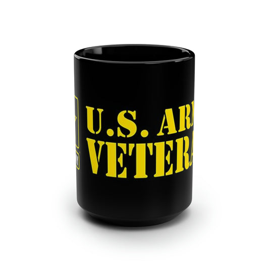 ARMY VETERAN Black Mug, 15oz