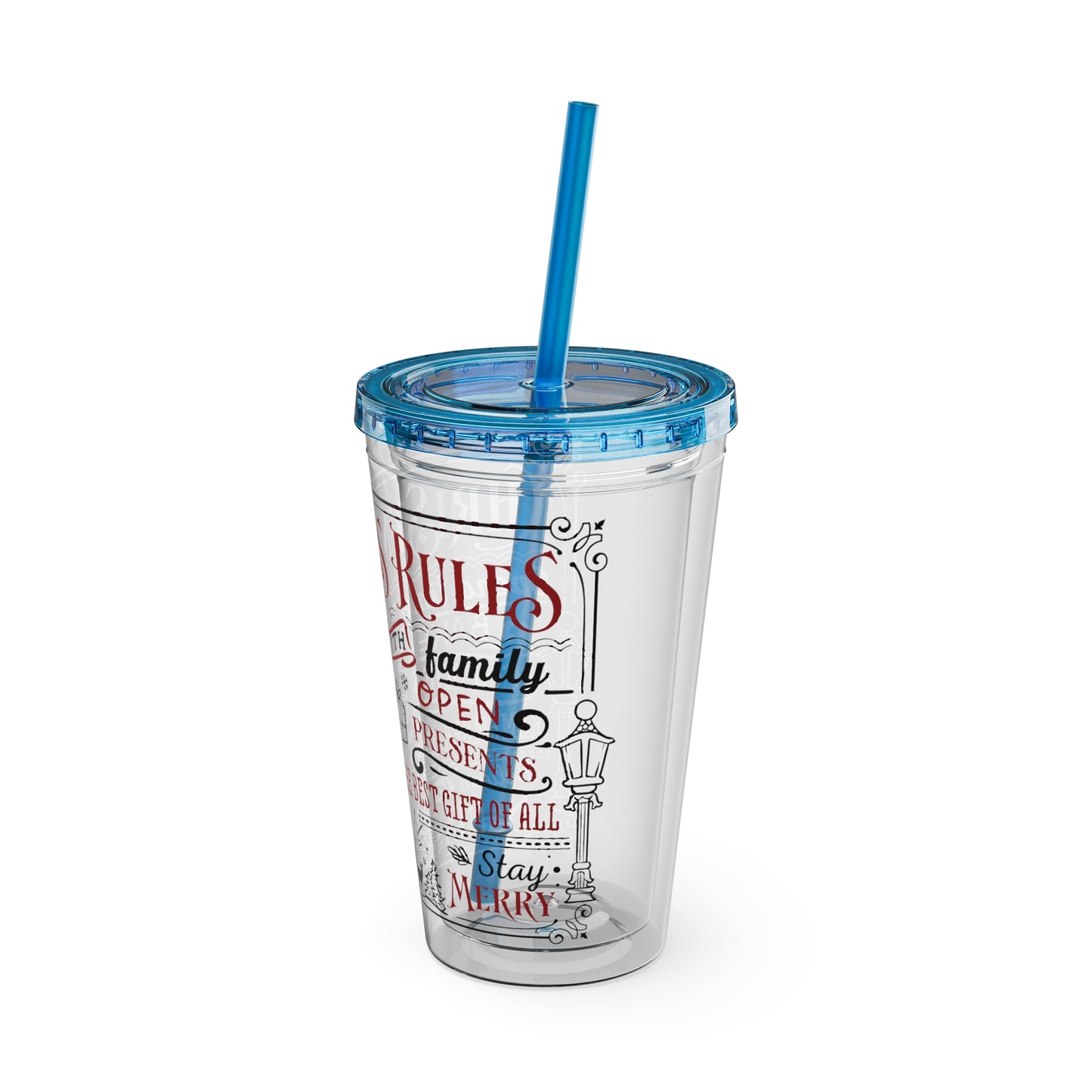Christmas Rules Sunsplash Tumbler with Straw, 16oz