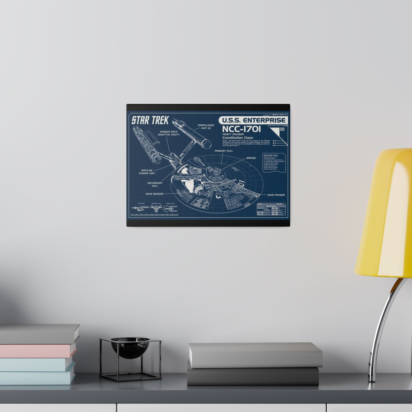 Star Trek Enterprise Blueprint Matte Canvas, Stretched, 0.75"