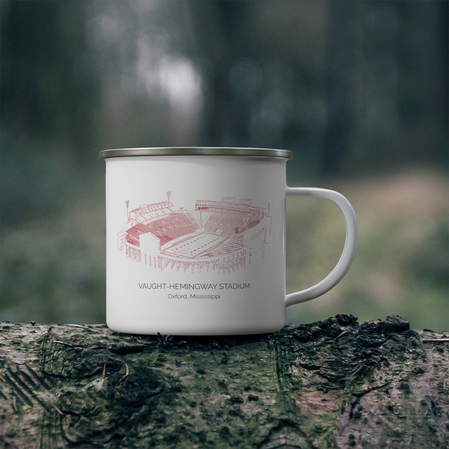 Vaught Hemingway Stadium Enamel Camping Mug