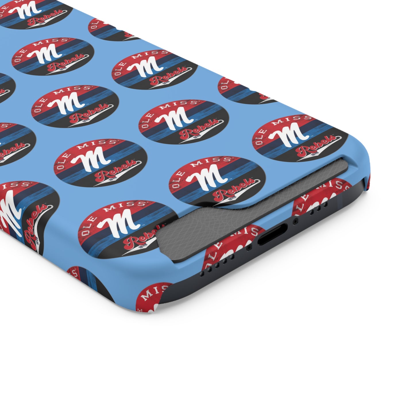 iPhone and Samsung Ole Miss "M" Rebels 1848 (BLUE) Phone Case With Card Holder