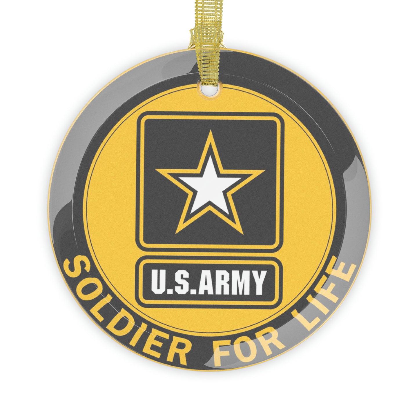 US Army 1st Cavalry Soldier For Life Glass Ornaments