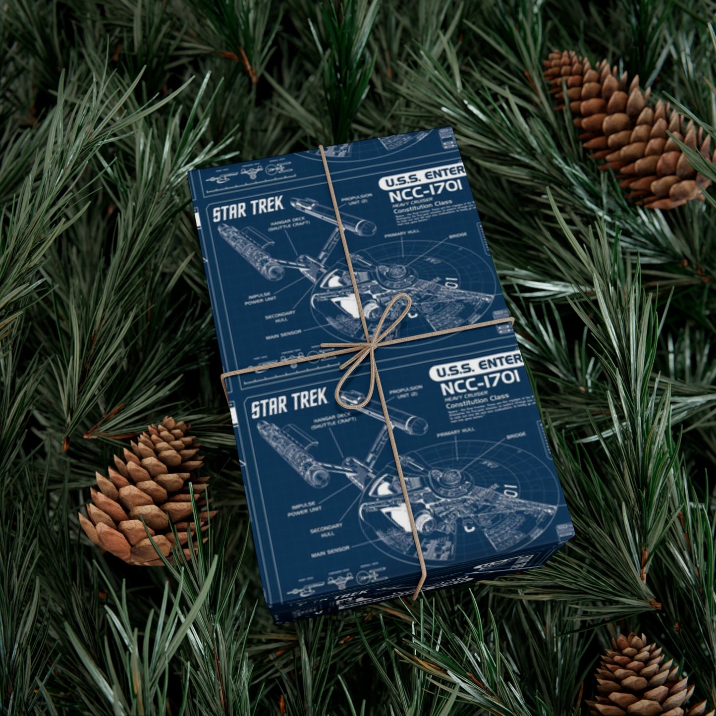 USS Enterprise Blueprint Gift Wrap Papers (Green)