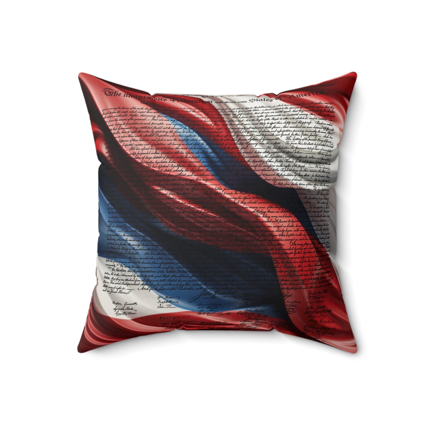 Declaration of Independence on Red White & Blue Spun Polyester Square Pillow