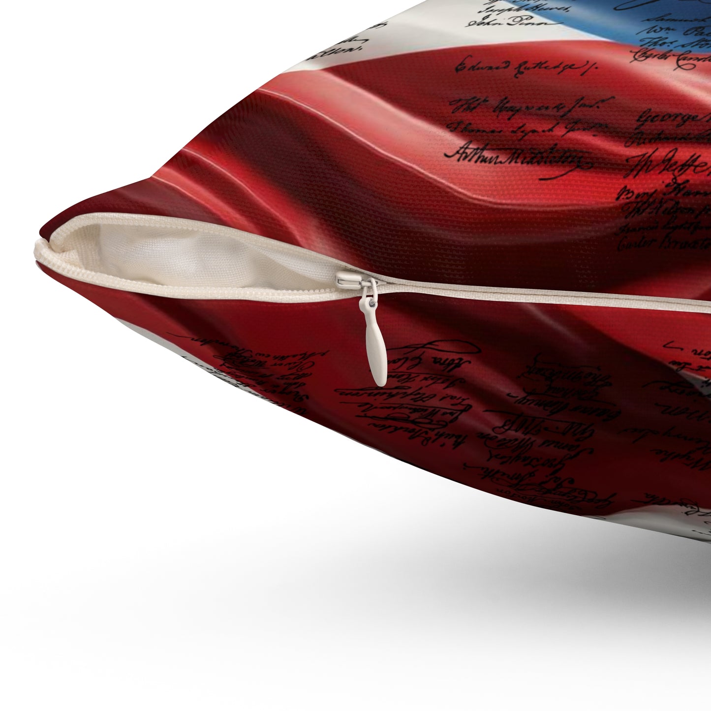 Declaration of Independence on Red White & Blue Spun Polyester Square Pillow