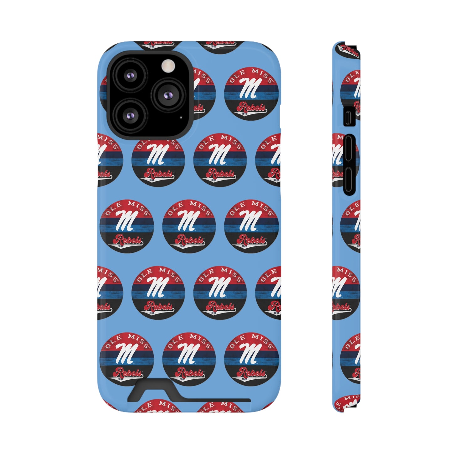 iPhone and Samsung Ole Miss "M" Rebels 1848 (BLUE) Phone Case With Card Holder