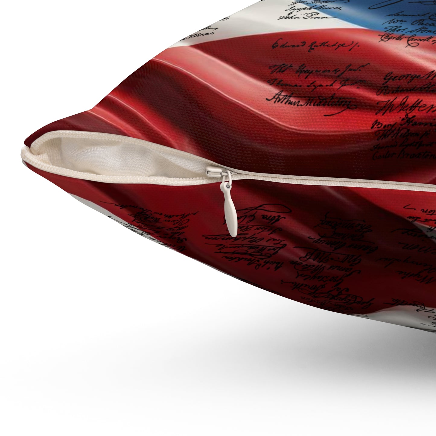 Declaration of Independence on Red White & Blue Spun Polyester Square Pillow