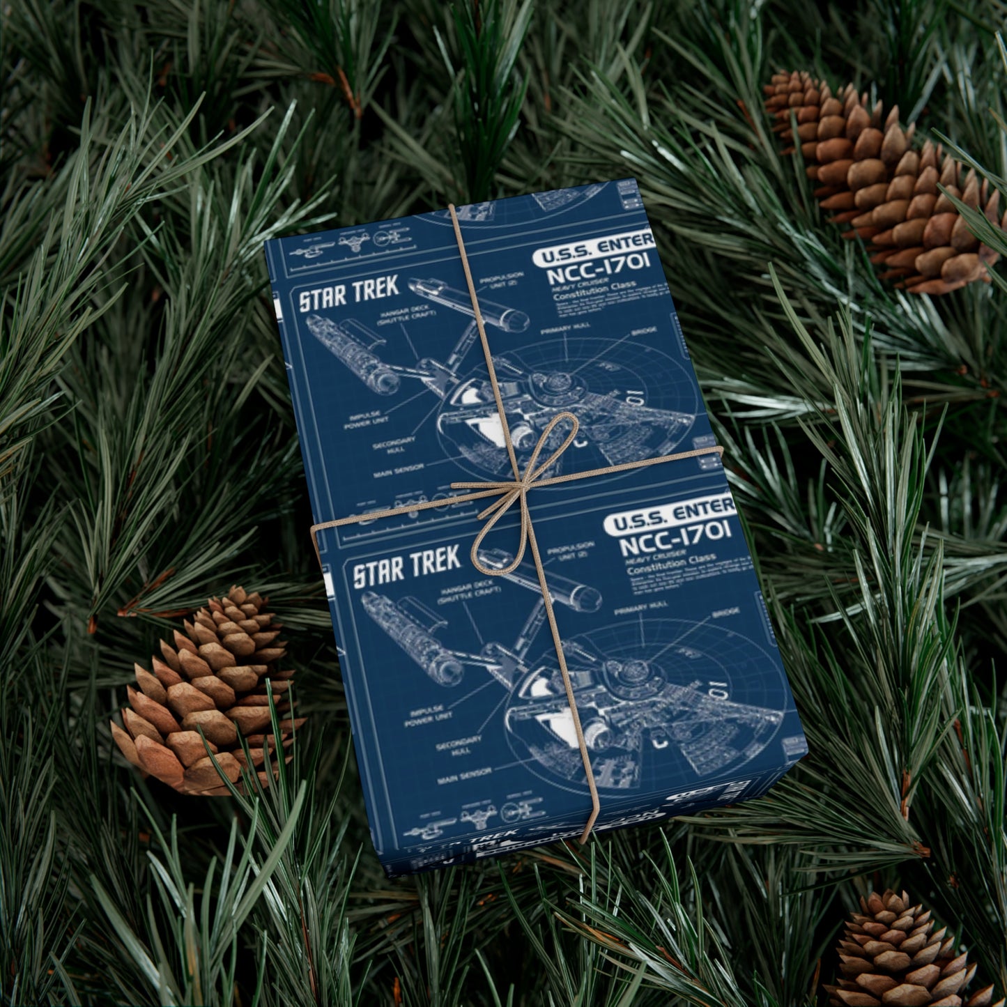 USS Enterprise Blueprint Gift Wrap Papers (Green)