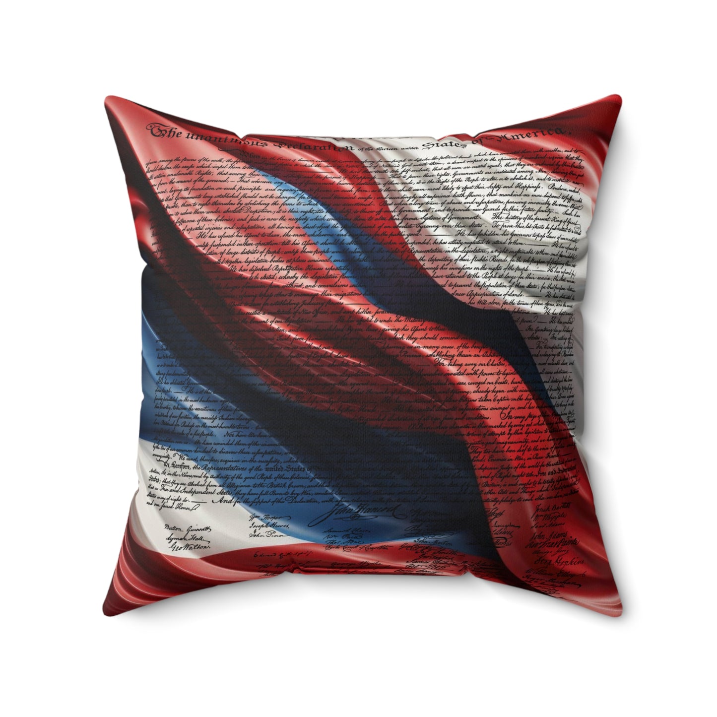 Declaration of Independence on Red White & Blue Spun Polyester Square Pillow