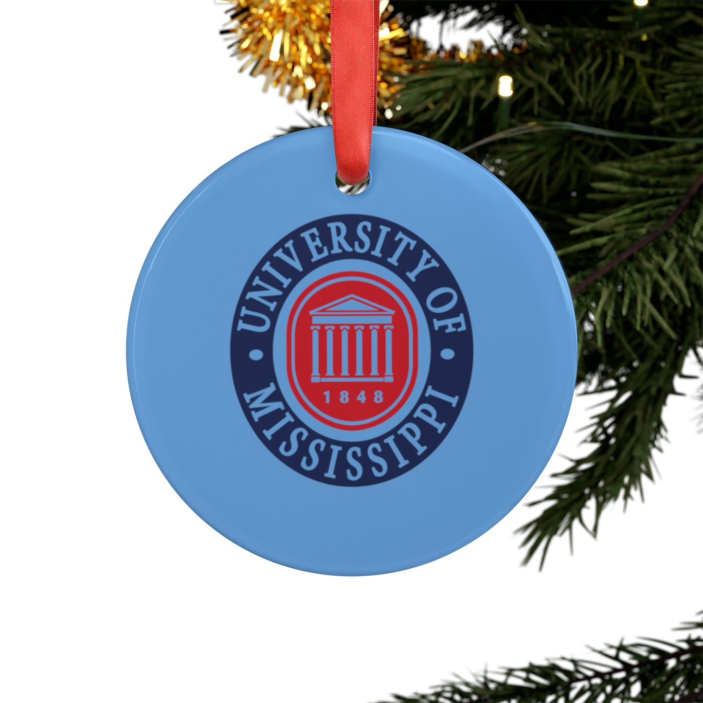 University of Mississippi Acrylic Ornament with Ribbon
