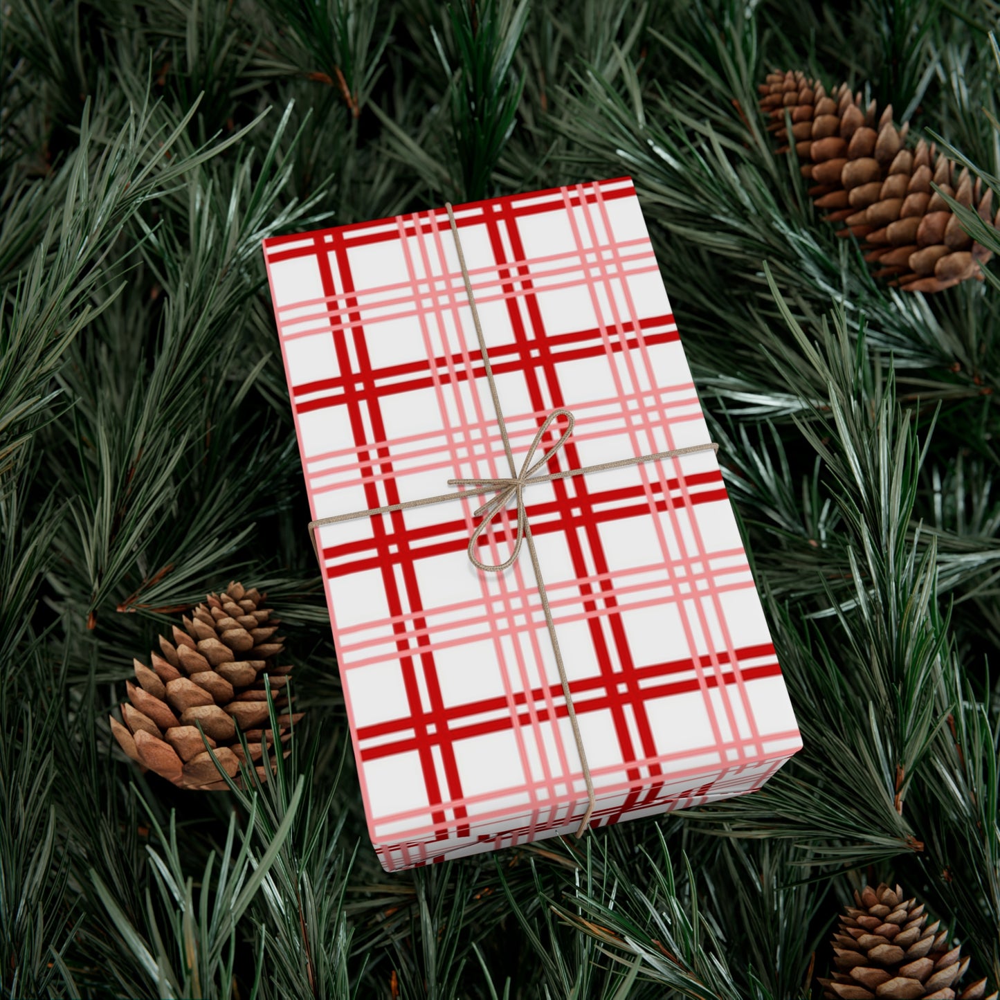 Red Pink Plaid Gift Wrap Papers