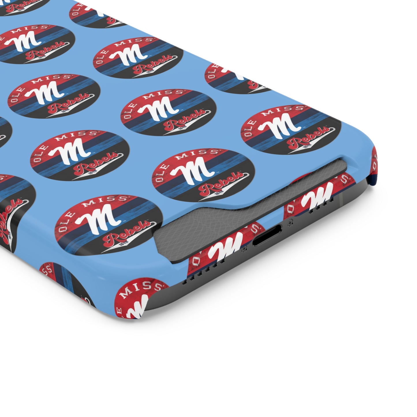 iPhone and Samsung Ole Miss "M" Rebels 1848 (BLUE) Phone Case With Card Holder