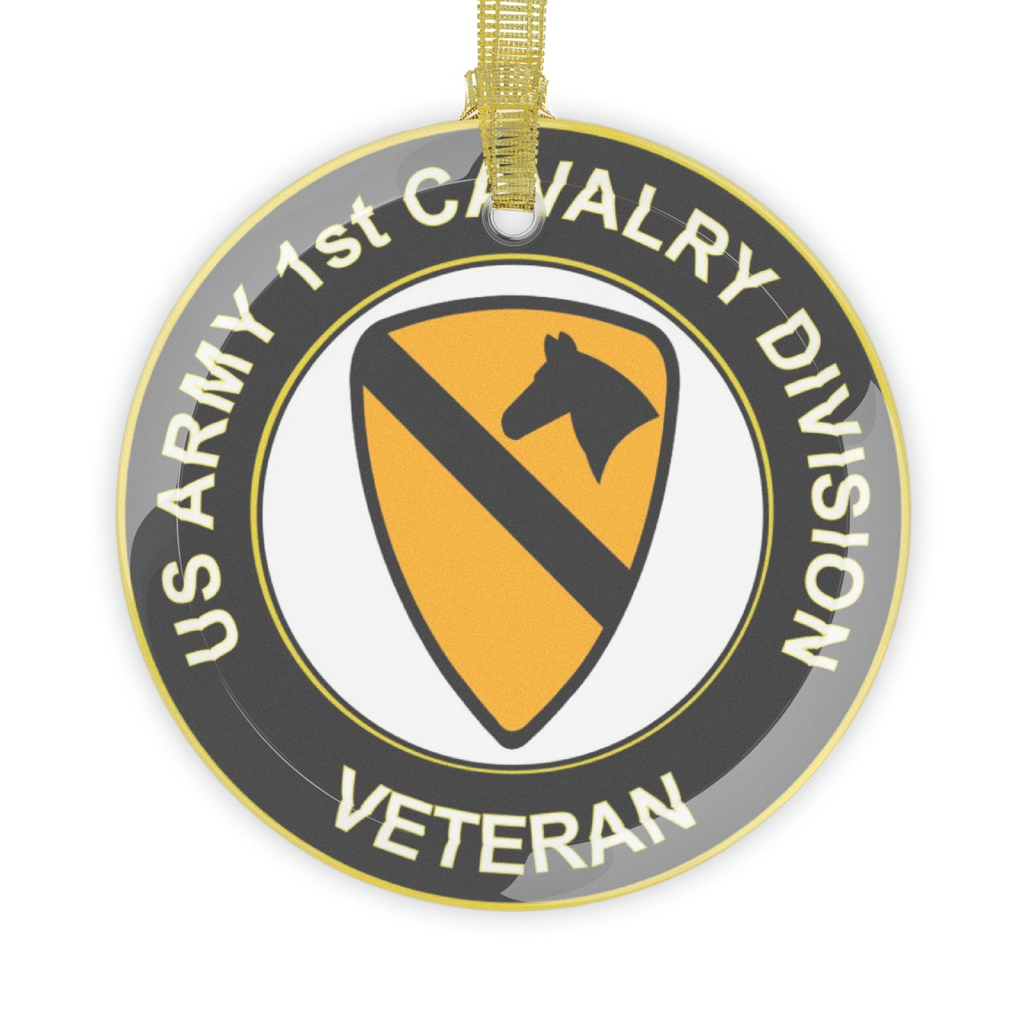 Army 1st Cavalry Division Veteran Glass Ornaments