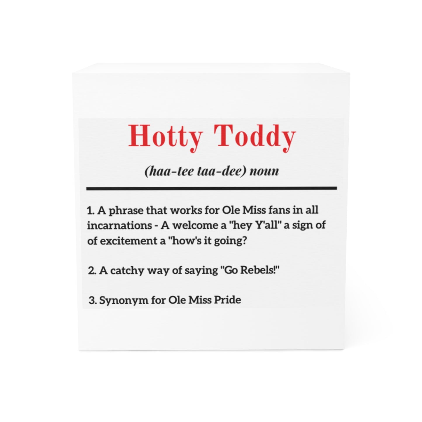Hotty Toddy Definition Note Cube