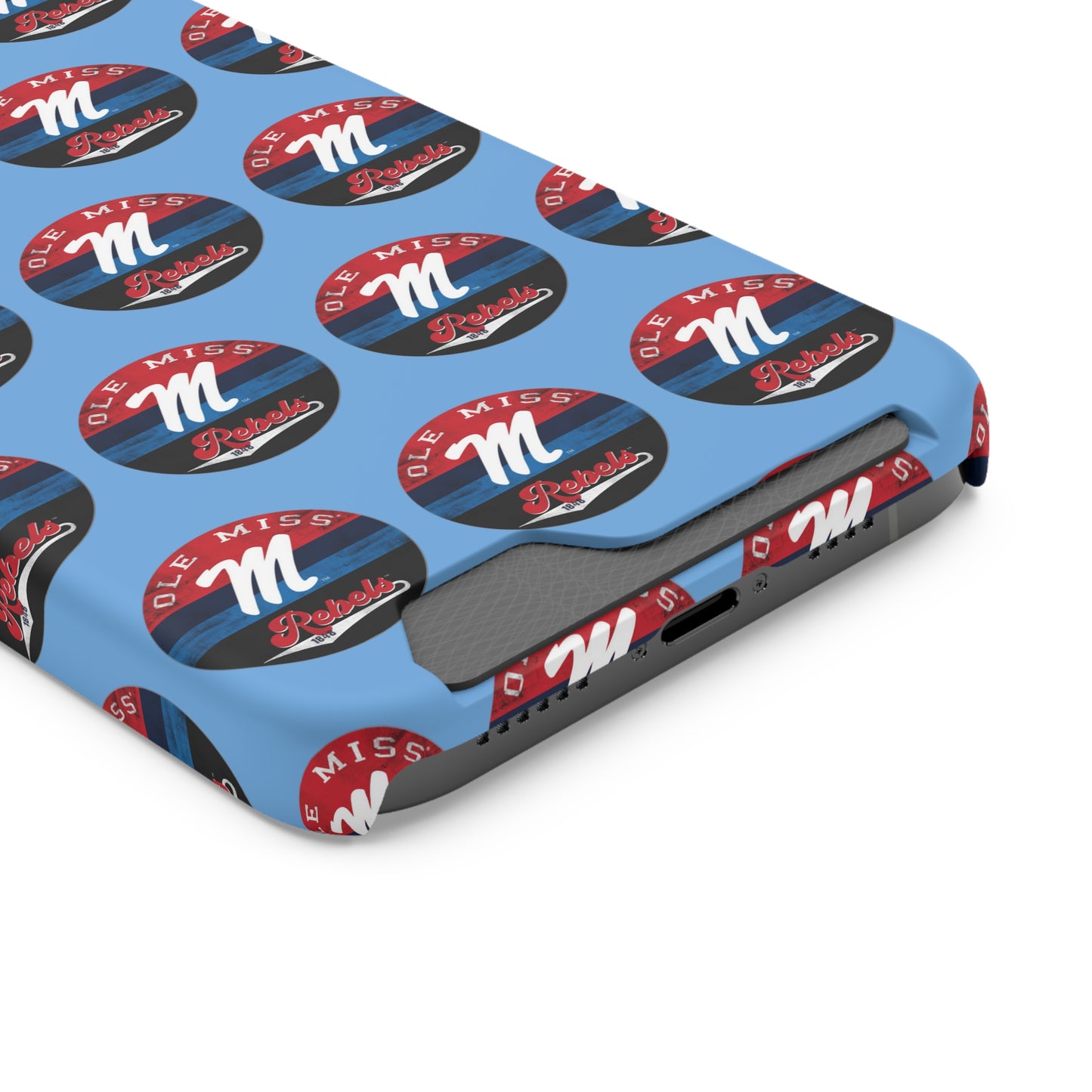 iPhone and Samsung Ole Miss "M" Rebels 1848 (BLUE) Phone Case With Card Holder