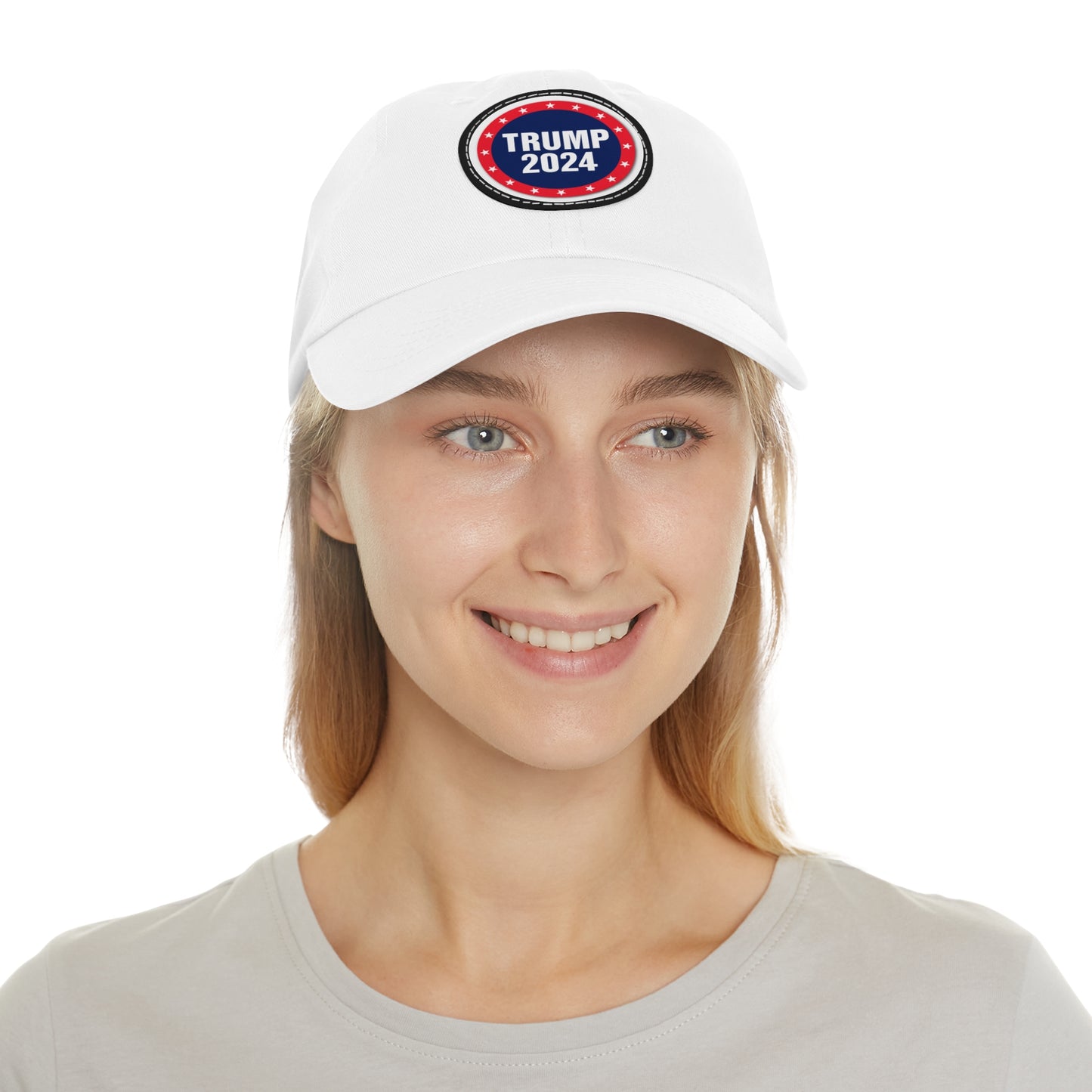 Trump 2024 Dad Hat with Leather Patch (Round)
