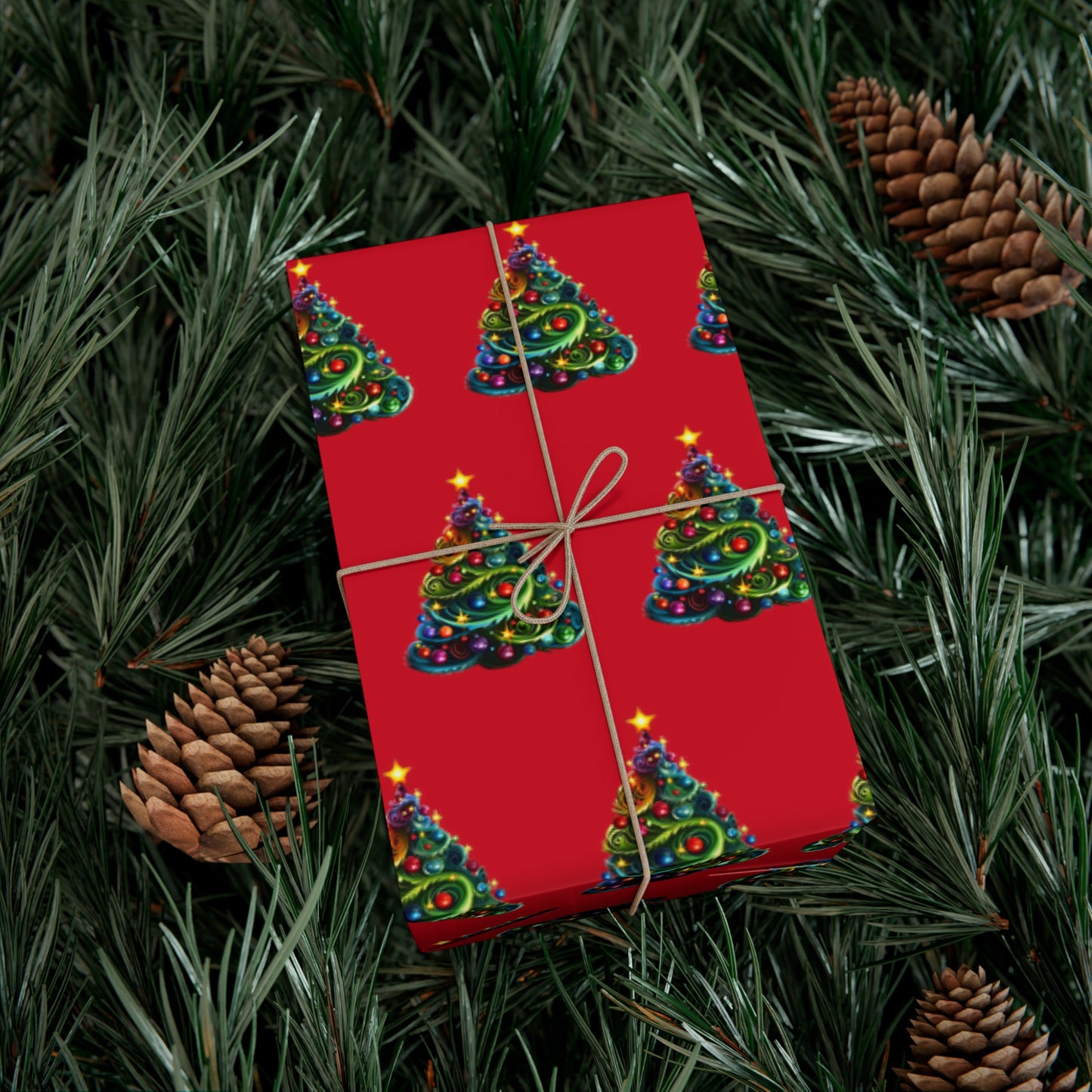 Swirly Christmas Tree Gift Wrap Papers