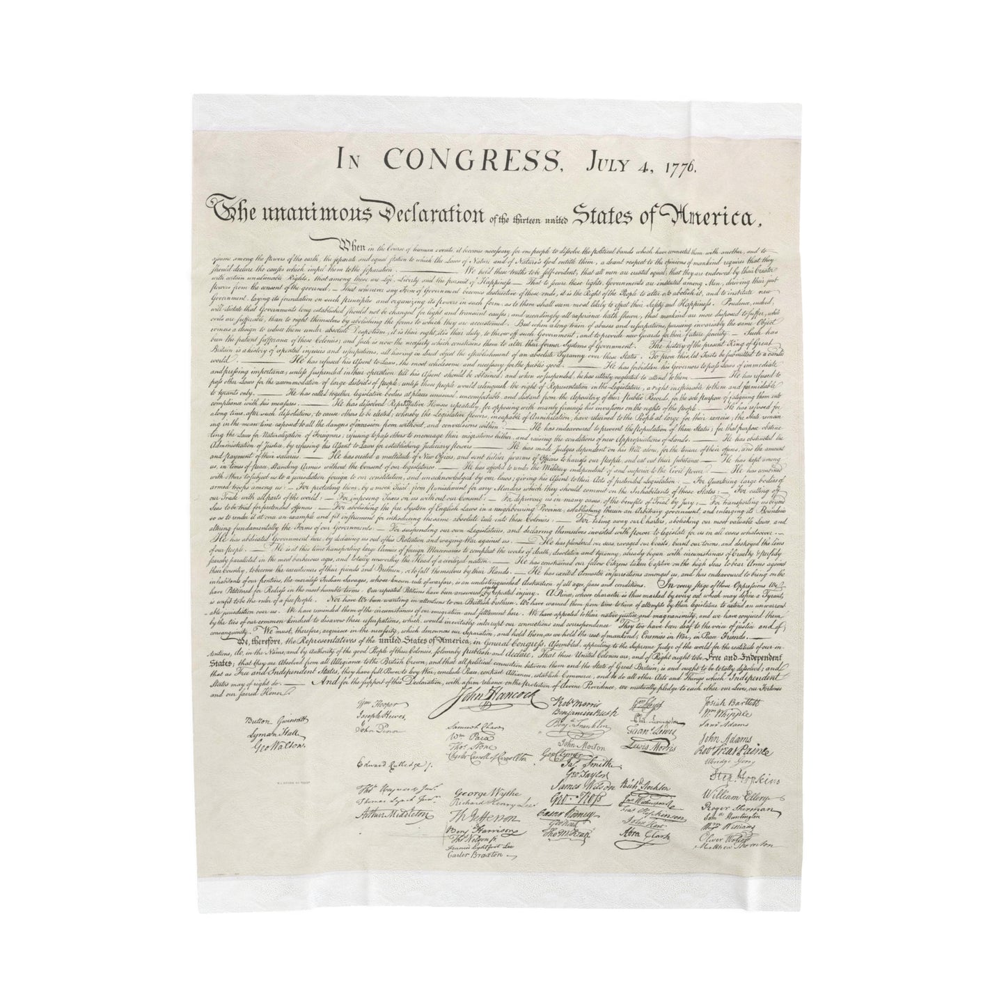 Declaration of Independence Velveteen Plush Blanket