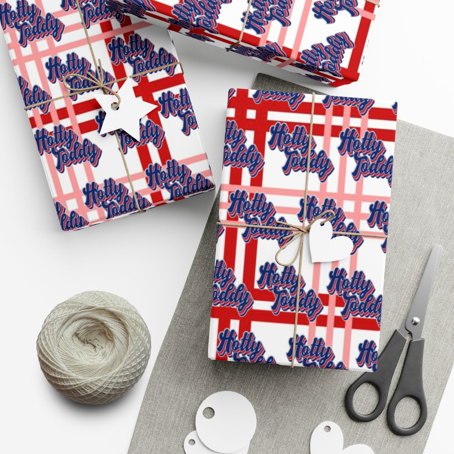 Hotty Toddy Red Pink Plaid Gift Wrap Papers