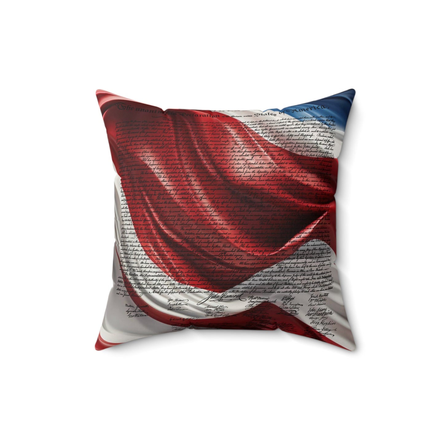 Declaration of Independence on Red White & Blue Spun Polyester Square Pillow