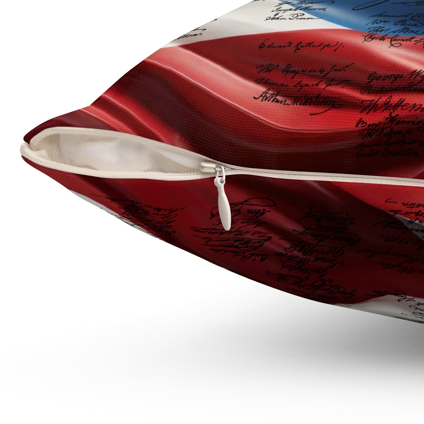 Declaration of Independence on Red White & Blue Spun Polyester Square Pillow