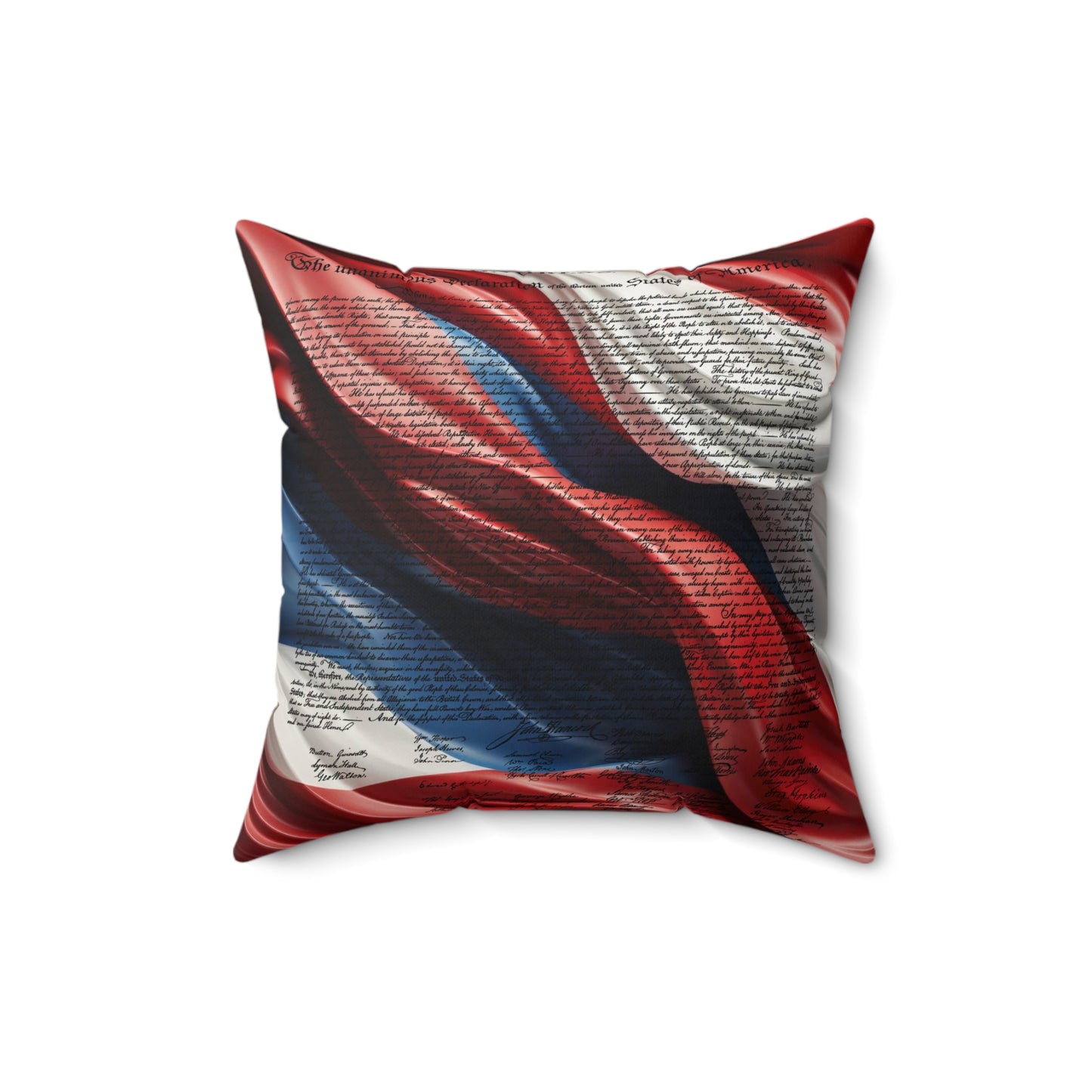 Declaration of Independence on Red White & Blue Spun Polyester Square Pillow