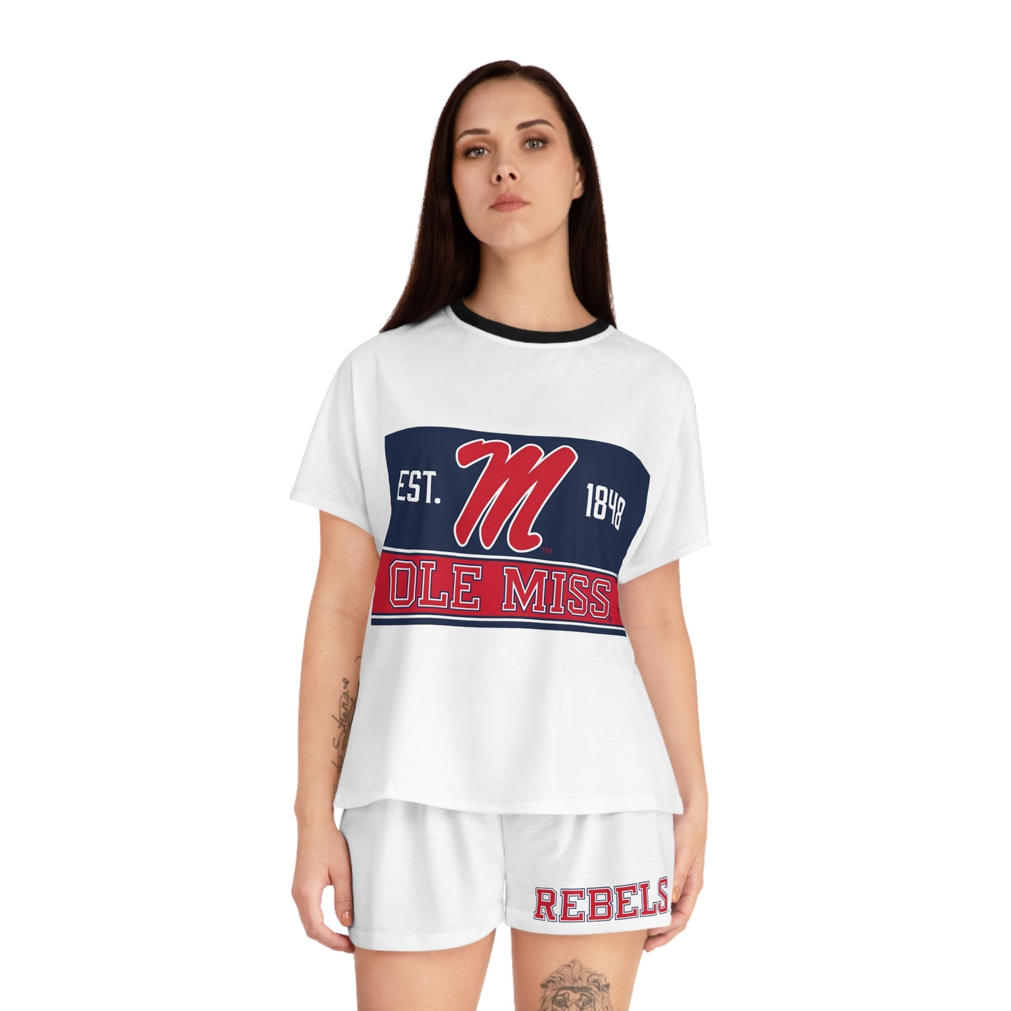 Ole Miss Rebels Women's Short Pajama Set (AOP) White
