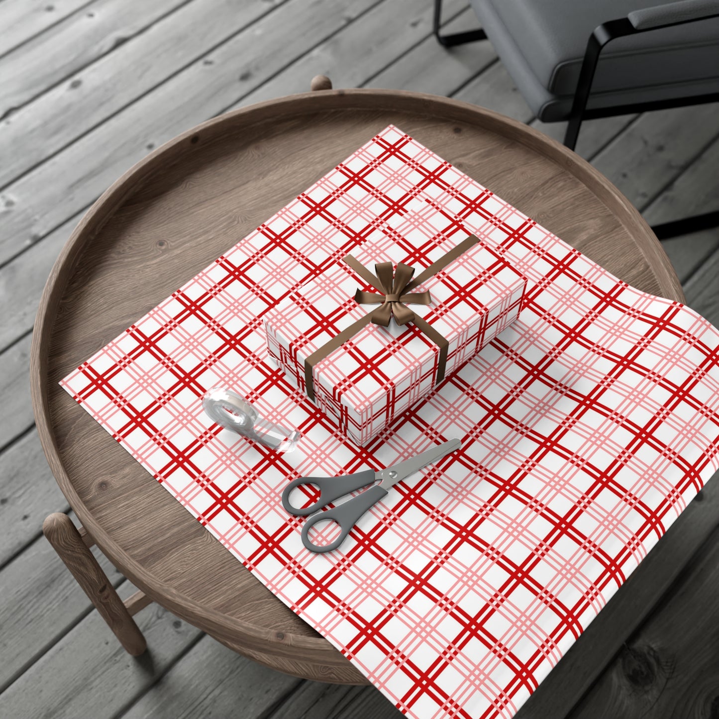 Red Pink Plaid Gift Wrap Papers