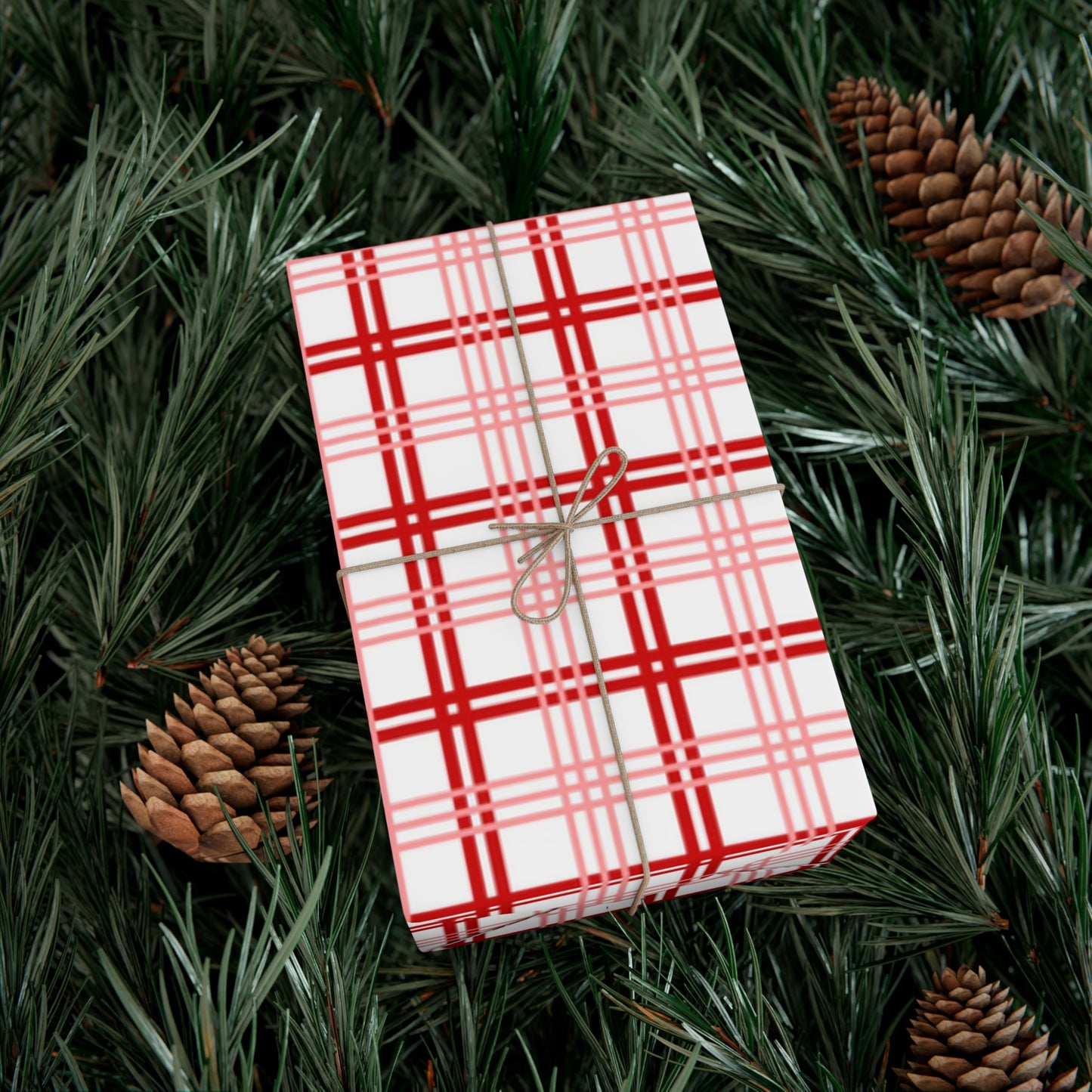 Red Pink Plaid Gift Wrap Papers