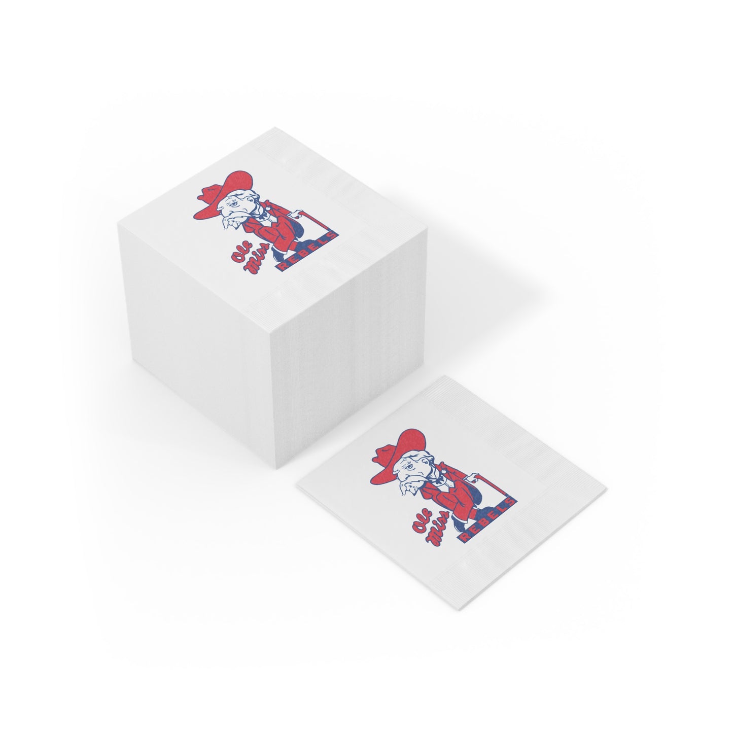 Ole Miss Rebels White Coined Napkins