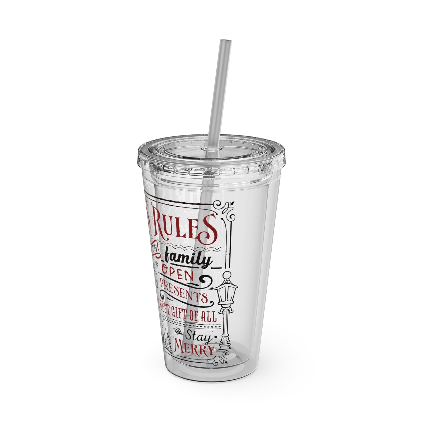 Christmas Rules Sunsplash Tumbler with Straw, 16oz