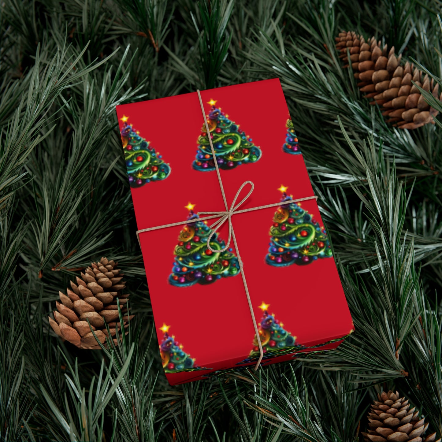 Swirly Christmas Tree Gift Wrap Papers