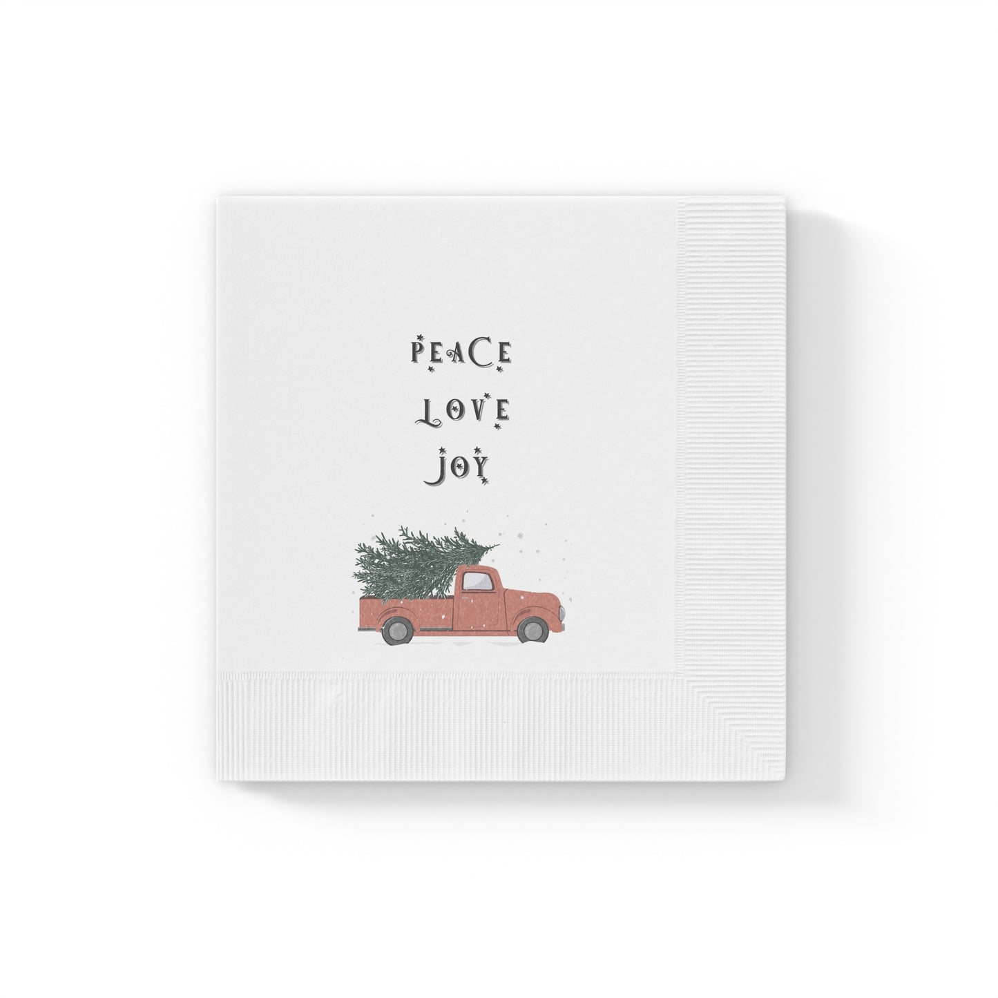 Peace Love Joy White Coined Napkins