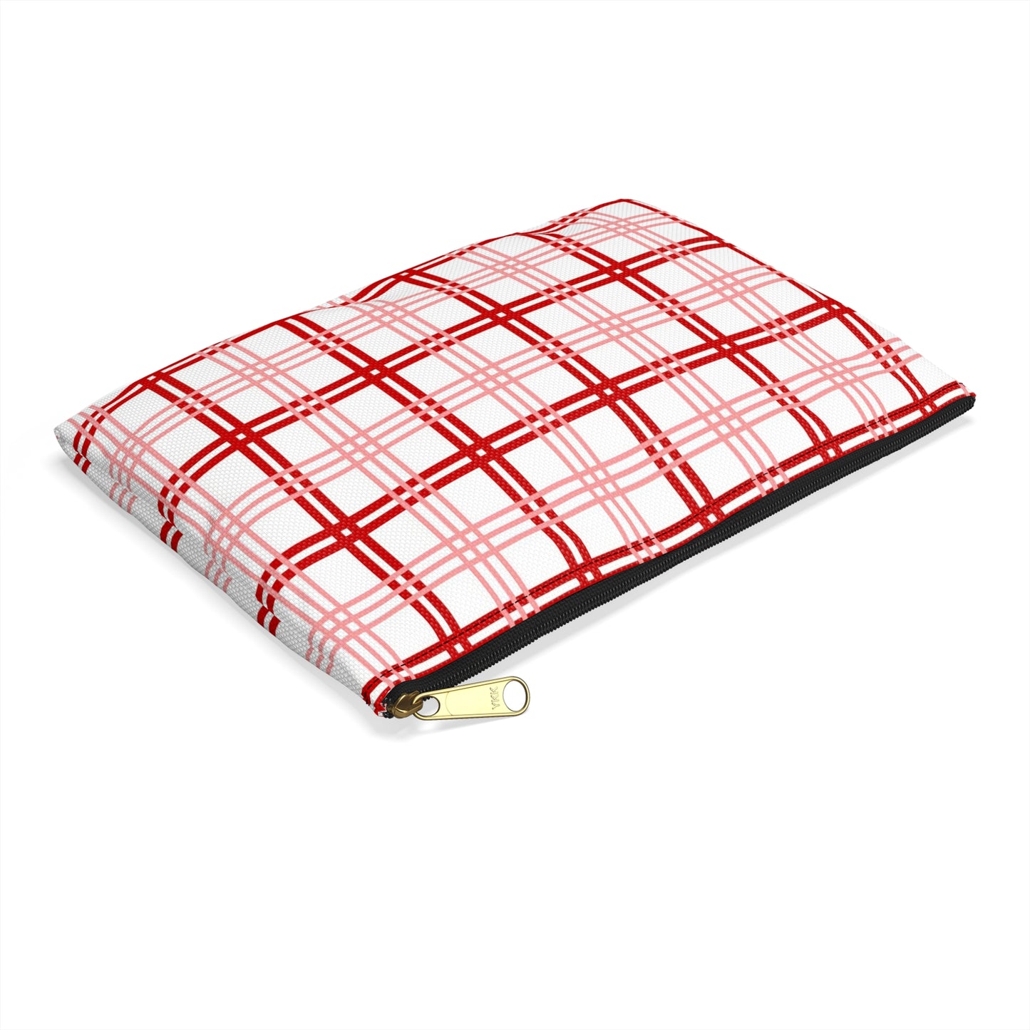 Red and Pink Plaid Accessory Pouch