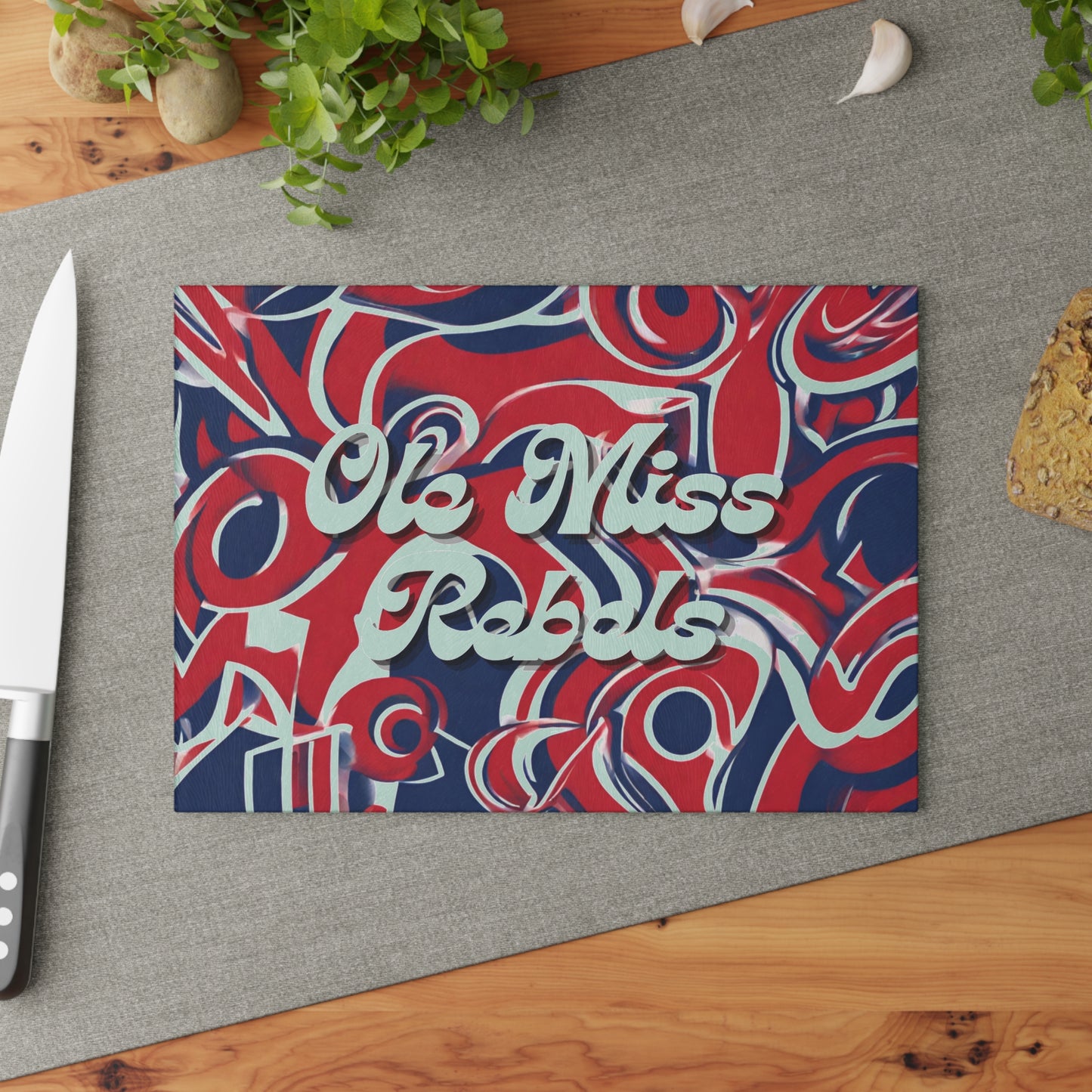 Ole Miss Abstract Glass Cutting Board