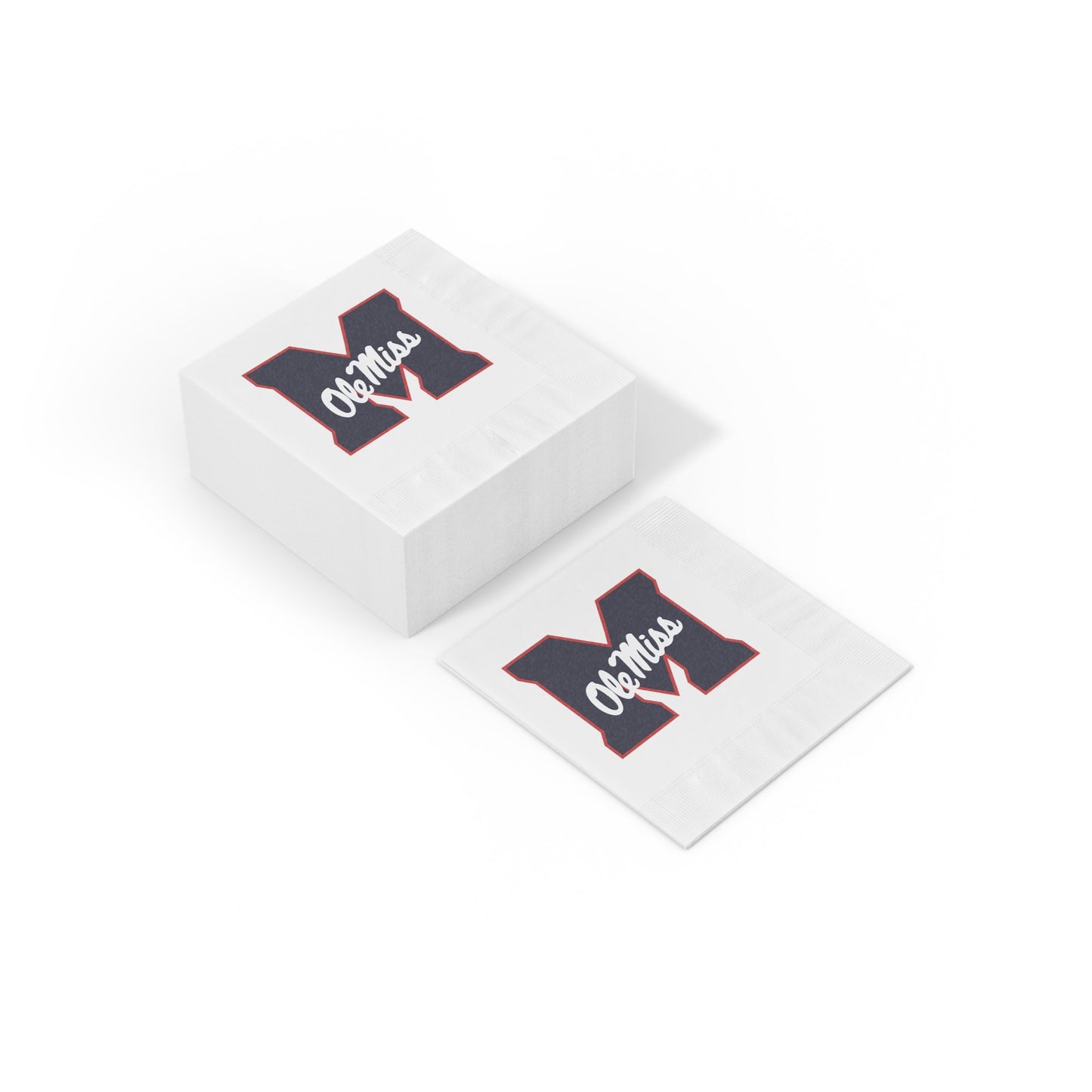 M Ole Miss White Coined Napkins